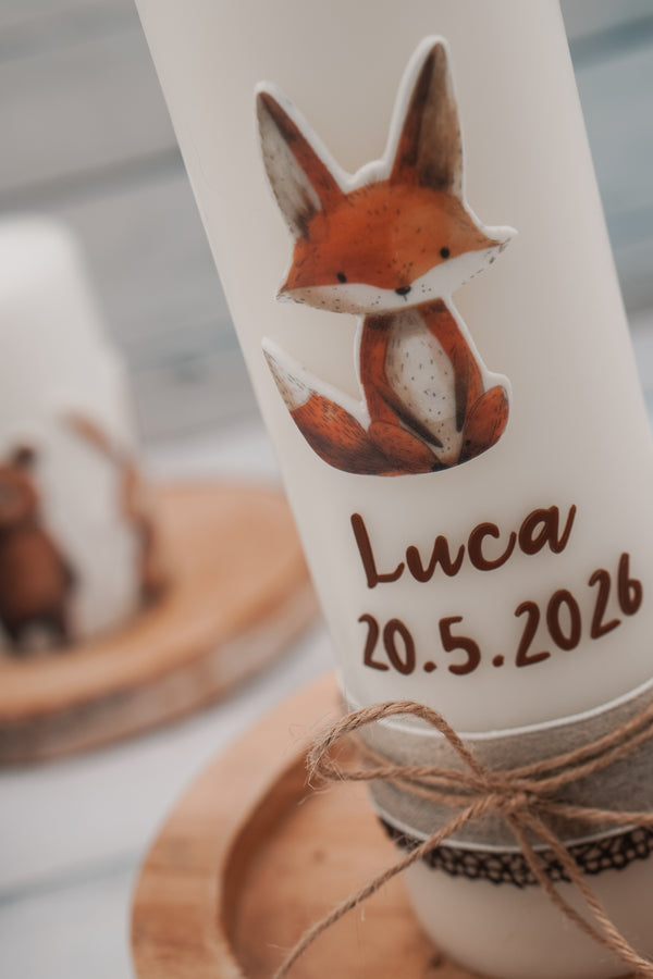 Fuchs Waldtiere | Wachsdekor No. 156 | Taufkerze selber machen | Kommunionkerze selber machen | Hochzeitskerze selber machen