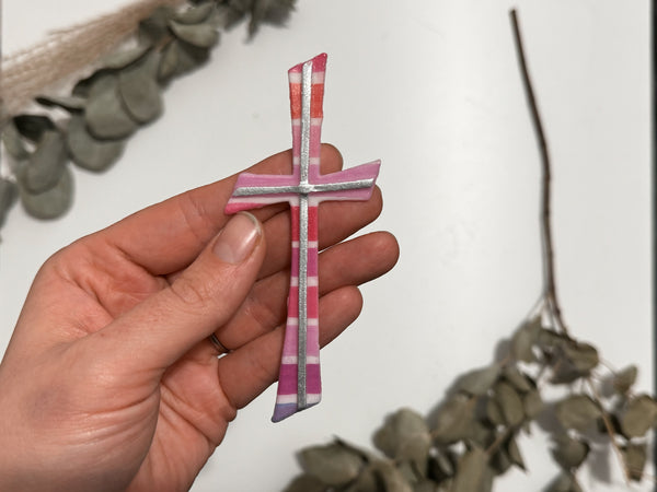 Kreuz Pink Streifen - Wachsdekor No.128