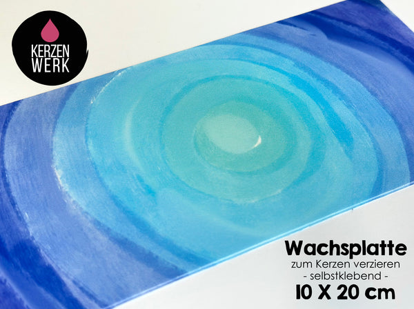 Wachsplatte No.52 Blautöne Aquarell 20 x 10cm Kerze selber machen