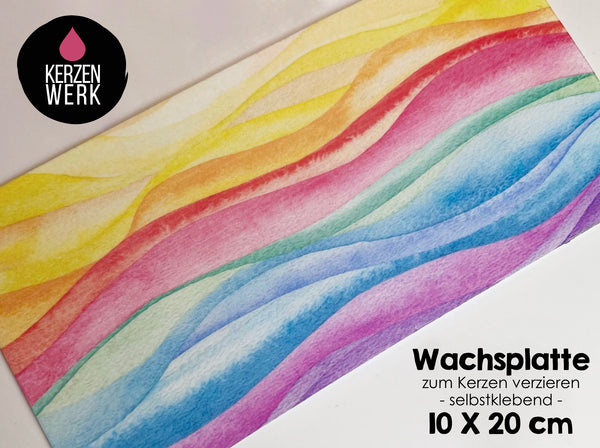 Wachsplatte No.36 Wellen Regenbogen 20 x 10cm Kerze selber machen