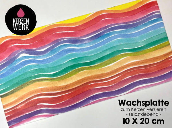 Wachsplatte No.41 Streifen bunt 20 x 10cm Kerze selber machen