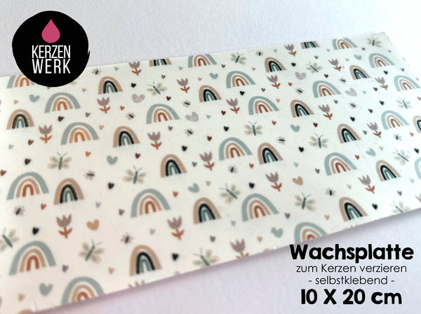 Wachsplatte No.44 Pastell-Regenbogen 20 x 10cm Kerze selber machen