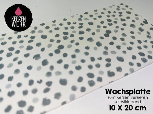 Wachsplatte No.46 Punkte Graublau 20 x 10cm Kerze selber machen
