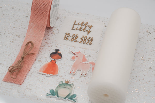 Prinzessin | Wachsdekor No. 160 | Taufkerze selber machen | Kommunionkerze selber machen | Hochzeitskerze selber machen