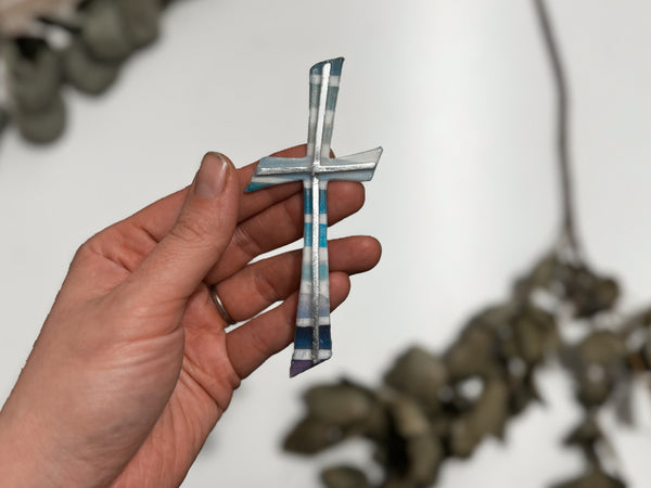 Kreuz Blau Lila Streifen - Wachsdekor No.129