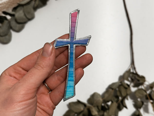 Kreuz Blau Lila Streifen - Wachsdekor No.130