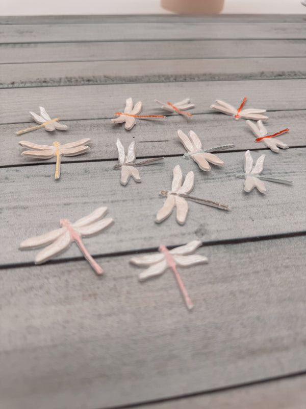 Libelle Perlmutt/rosa groß | Wachsdekor No. 195 | Taufkerze selber machen | Kommunionkerze selber machen | Hochzeitskerze selber machen