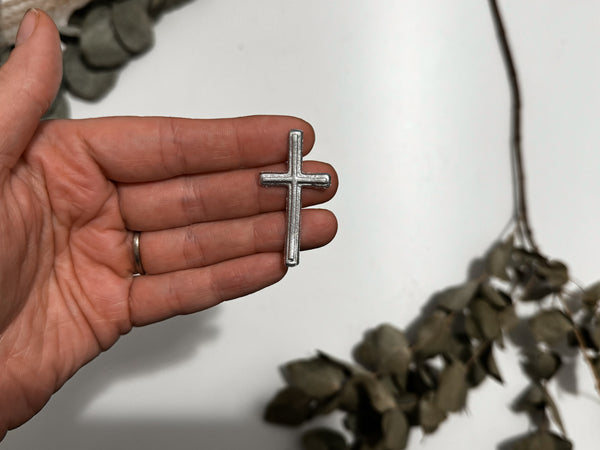 Kleines Kreuz silber- Wachsdekor No.124