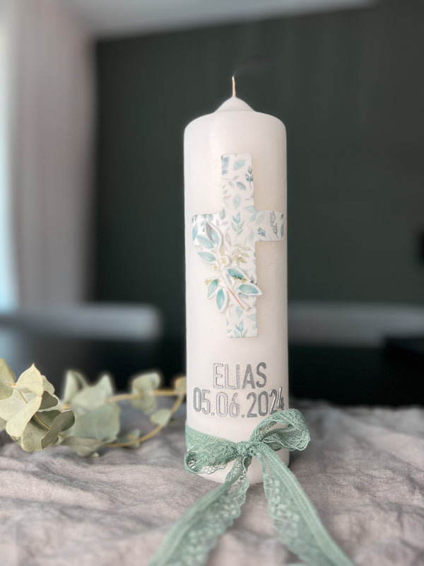 Eukalyptus Grün Blatt | Wachsdekor No. 71 | Taufkerze selber machen | Kommunionkerze selber machen | Hochzeitskerze selber machen