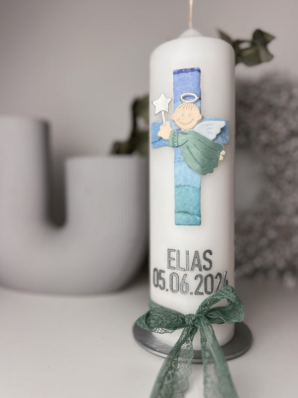 Schutzengel Graugrün/Silber - Wachsdekor No.64