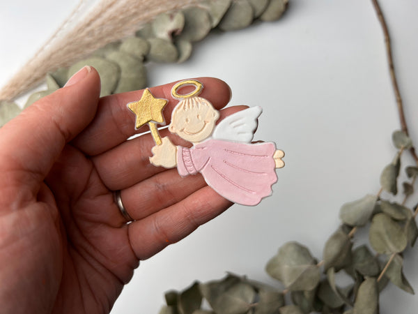 Schutzengel Altrosa/Gold - Wachsdekor No.63