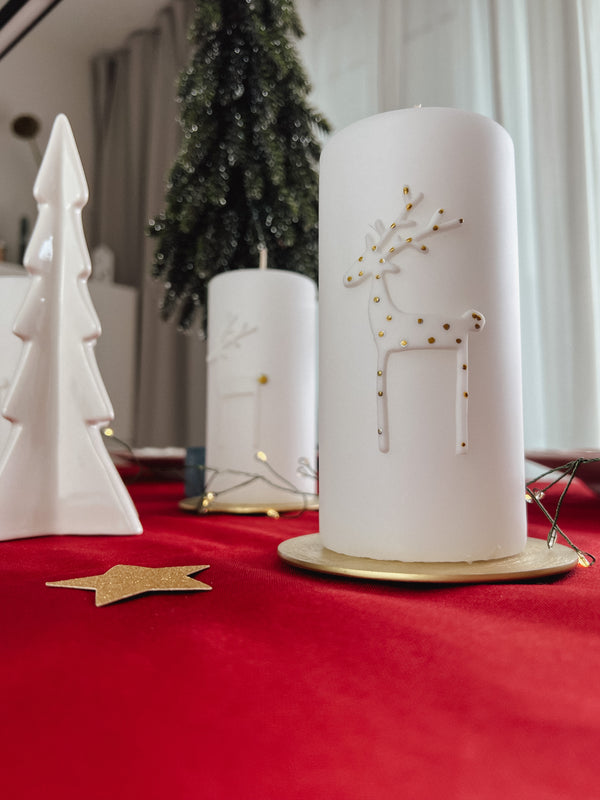 Adventskerzen-Set Elche | Klassische Kollektion | weiß, gold/weiß