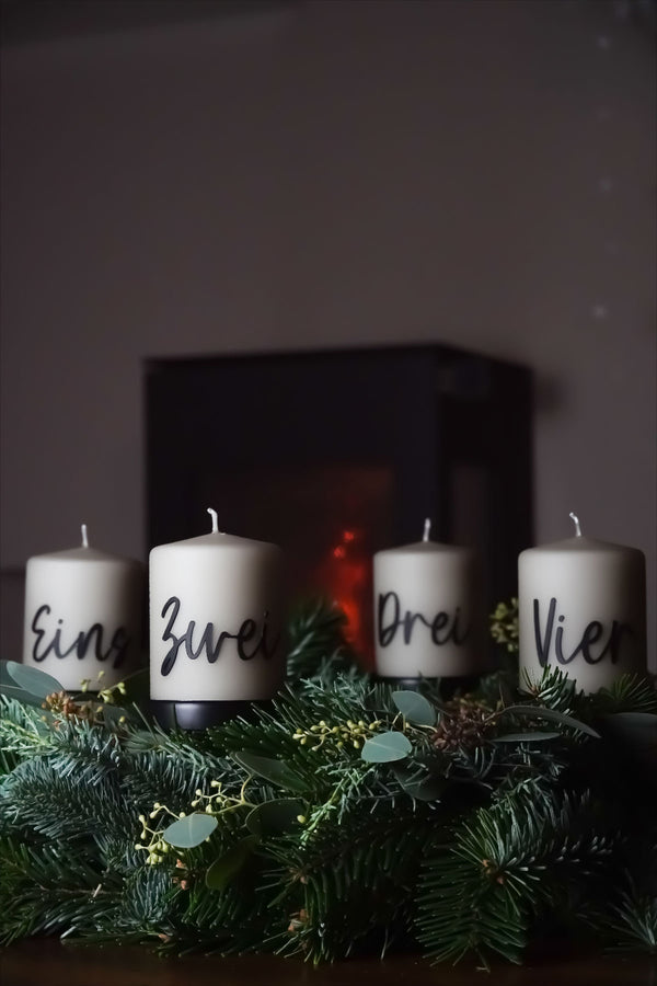 Adventskerzen Set Eins Zwei Drei Vier | Klassische Kollektion | Greige