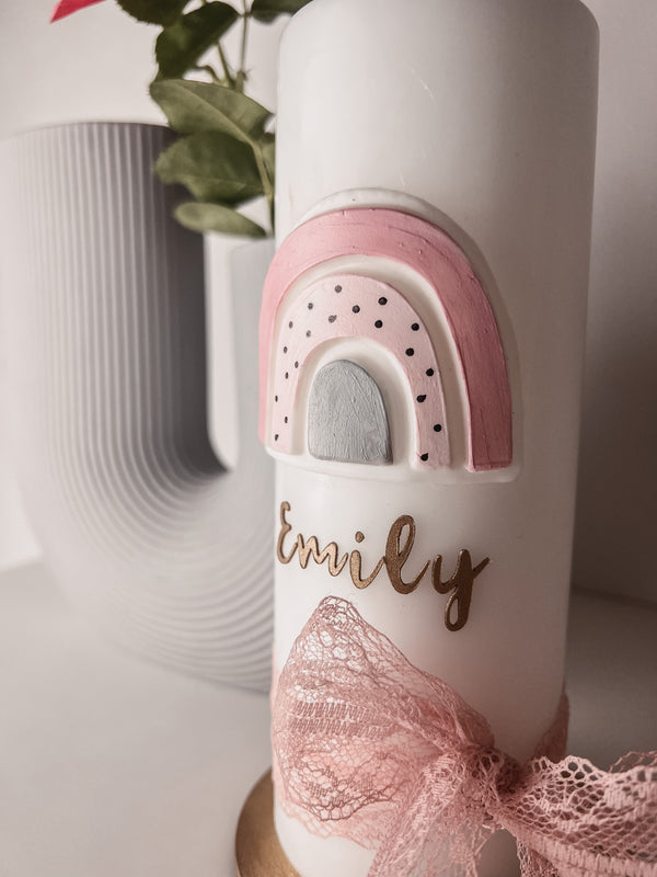 Wachsdekor Regenbogen Rosa No.4 | Taufkerze selber machen