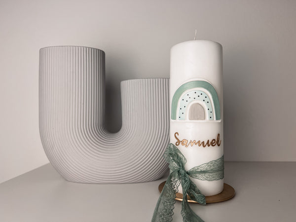 Wachsdekor Regenbogen Grüntöne No. 3 | Taufkerze, Hochzeitskerze selber machen