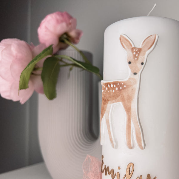 Wachsdekor Reh Boho No. 2 | Taufkerze, Geburtstagskerze selber machen