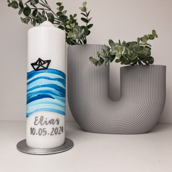 Wachsdekor Schiff Boot schwarz No. 8 | Taufkerze selber machen