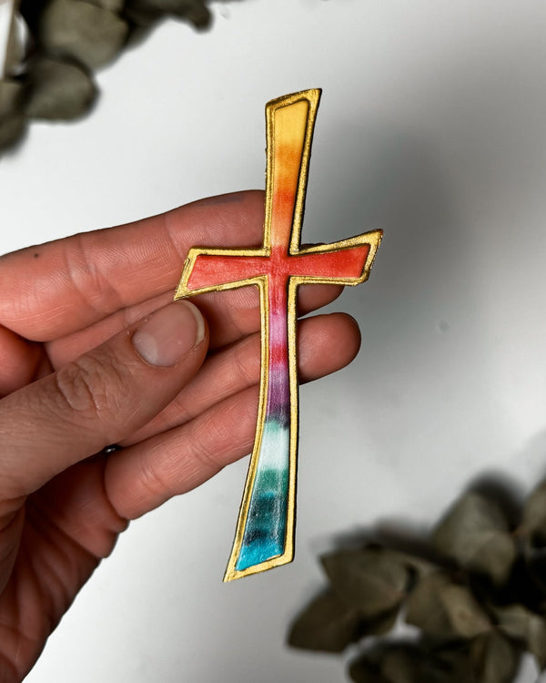 Kreuz Regenbogen - Wachsdekor No.96 Taufkerze Kommunionkerze selber machen