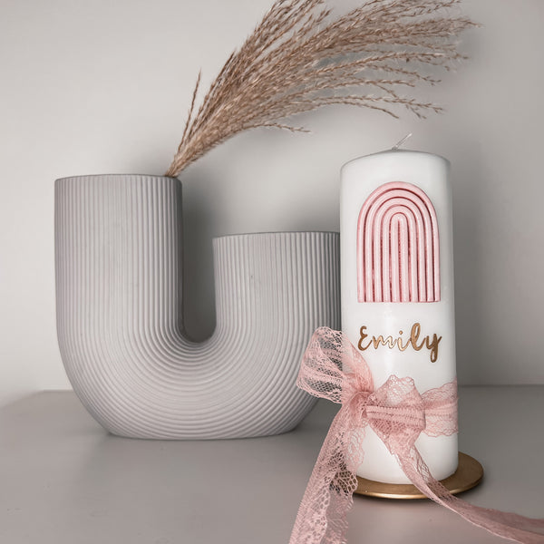 Regenbogen Altrosa No.6 | Taufkerze selber machen