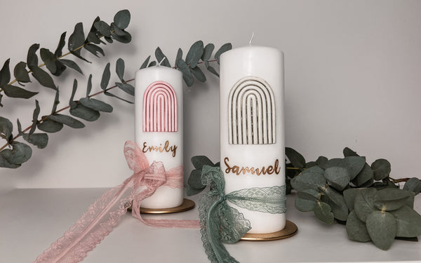 Regenbogen Altrosa No.6 | Taufkerze selber machen