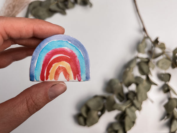 Regenbogen Bunt Aquarell | Wachsdekor No. 11 | Taufkerze selber machen | Kommunionkerze selber machen