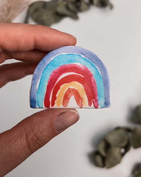 Regenbogen Bunt Aquarell | Wachsdekor No. 11 | Taufkerze selber machen | Kommunionkerze selber machen