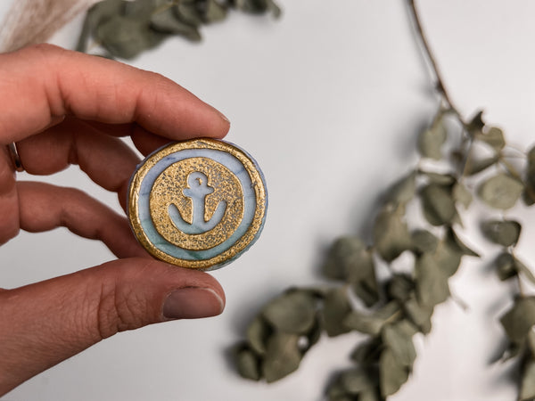 Tauf-,Kommunion-Symbol Anker - Wachsdekor No.55