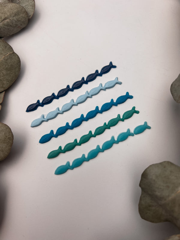 Fische Set Blau Blautöne | Wachsdekor No. 20 | Taufkerze selber machen | Kommunionkerze selber machen | Hochzeitskerze selber machen