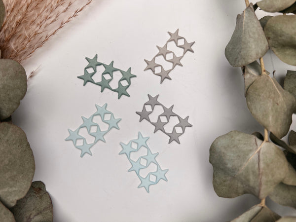 Sterne Set Grau-Grün-Blautöne | Wachsdekor No. 31 | Taufkerze selber machen | Kommunionkerze selber machen | Hochzeitskerze selber machen