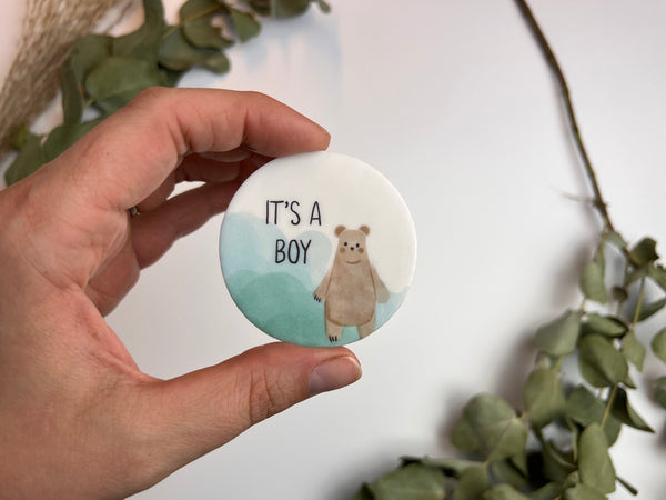 Rundes Emblem Bär Teddy It's a Boy | Wachsdekor No. 33 | Kerze Geburt selber machen | Kerze Babyparty selber machen