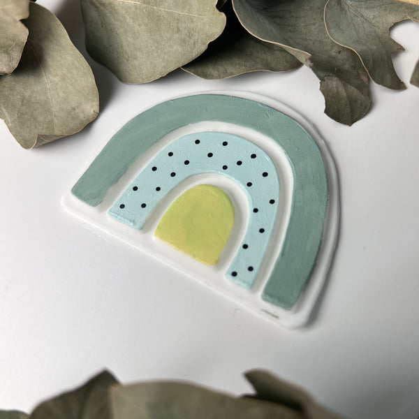 Wachsdekor Regenbogen Grün Pastell No.42 | Taufkerze selber machen