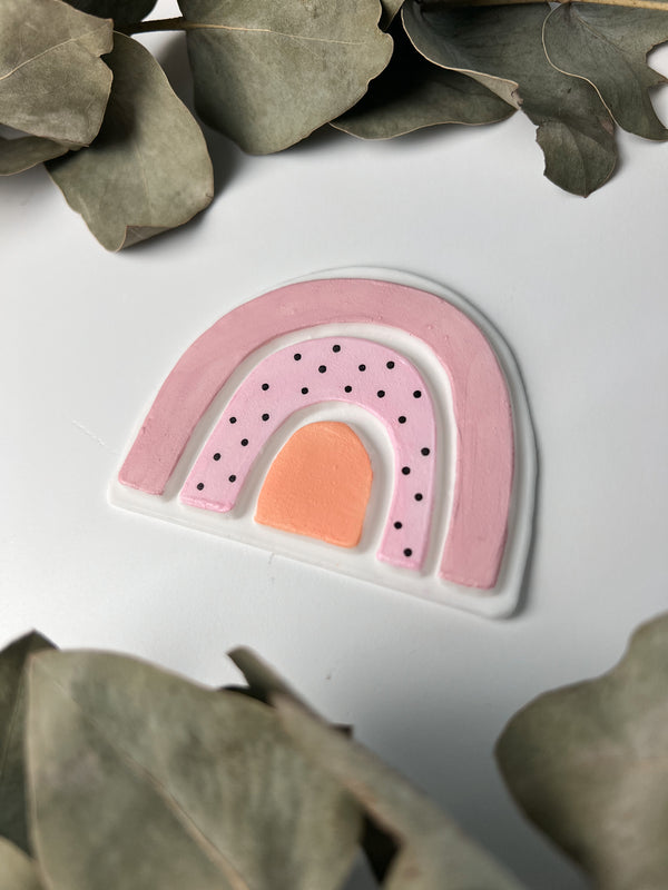 Regenbogen Rosa Orangel | Wachsdekor No. 41 | Taufkerze selber machen