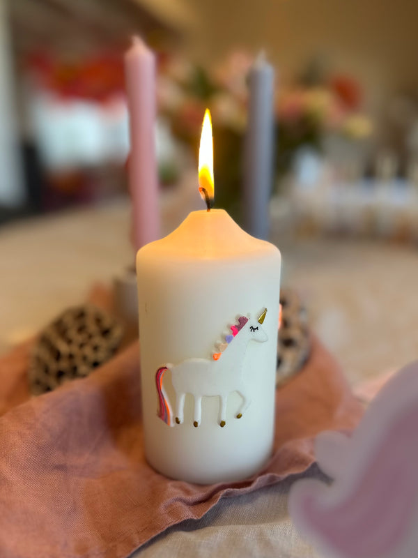 Wachsdekor EInhorn bunt No.59 | Geburtstagskerze selber machen
