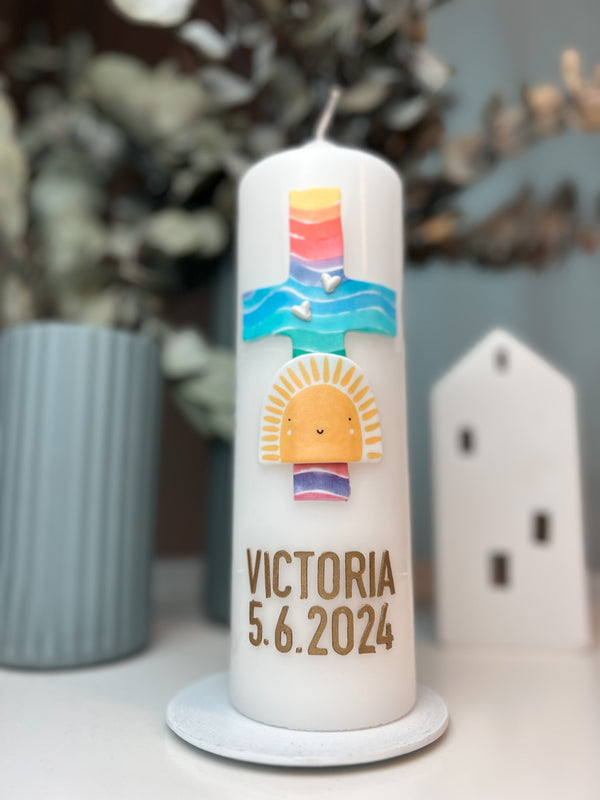 Sonne mit Gesicht Kinder | Wachsdekor No. 39 | Taufkerze selber machen | Kommunionkerze selber machen