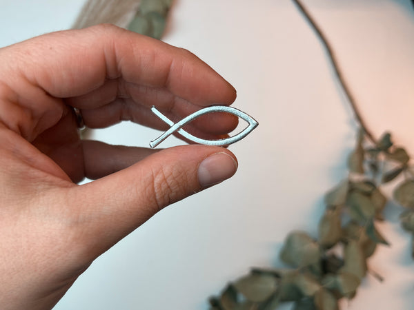 Fisch silber | Wachsdekor No. 48 | Taufkerze selber machen | Kommunionkerze selber machen