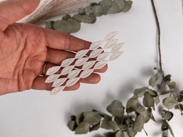 Blätter Weiß/ Perlmutt | Wachsdekor No. 16 | Taufkerze selber machen | Kommunionkerze selber machen | Hochzeitskerze selber machen