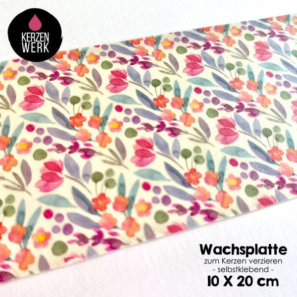 Wachsplatte No.27 Blumen 20 x 10cm Kerze selber machen