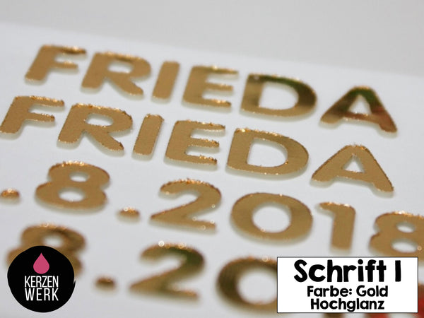 Wachsbuchstaben No.1 | DRUCKSCHRIFT | Schrift Wachs | Wachsschrift Kerze | Kommunionkerze | Taufkerze