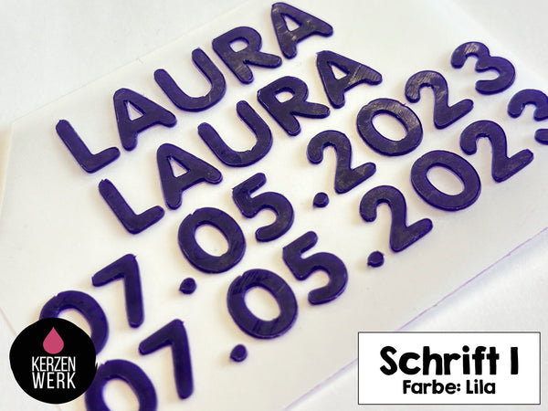 Wachsbuchstaben No.1 | DRUCKSCHRIFT | Schrift Wachs | Wachsschrift Kerze | Kommunionkerze | Taufkerze