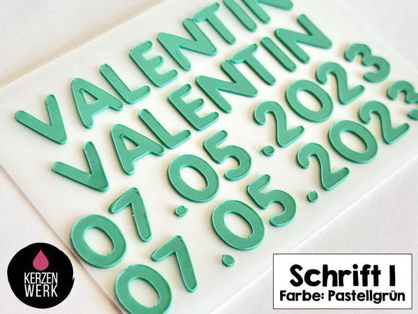 Wachsbuchstaben No.1 | DRUCKSCHRIFT | Schrift Wachs | Wachsschrift Kerze | Kommunionkerze | Taufkerze