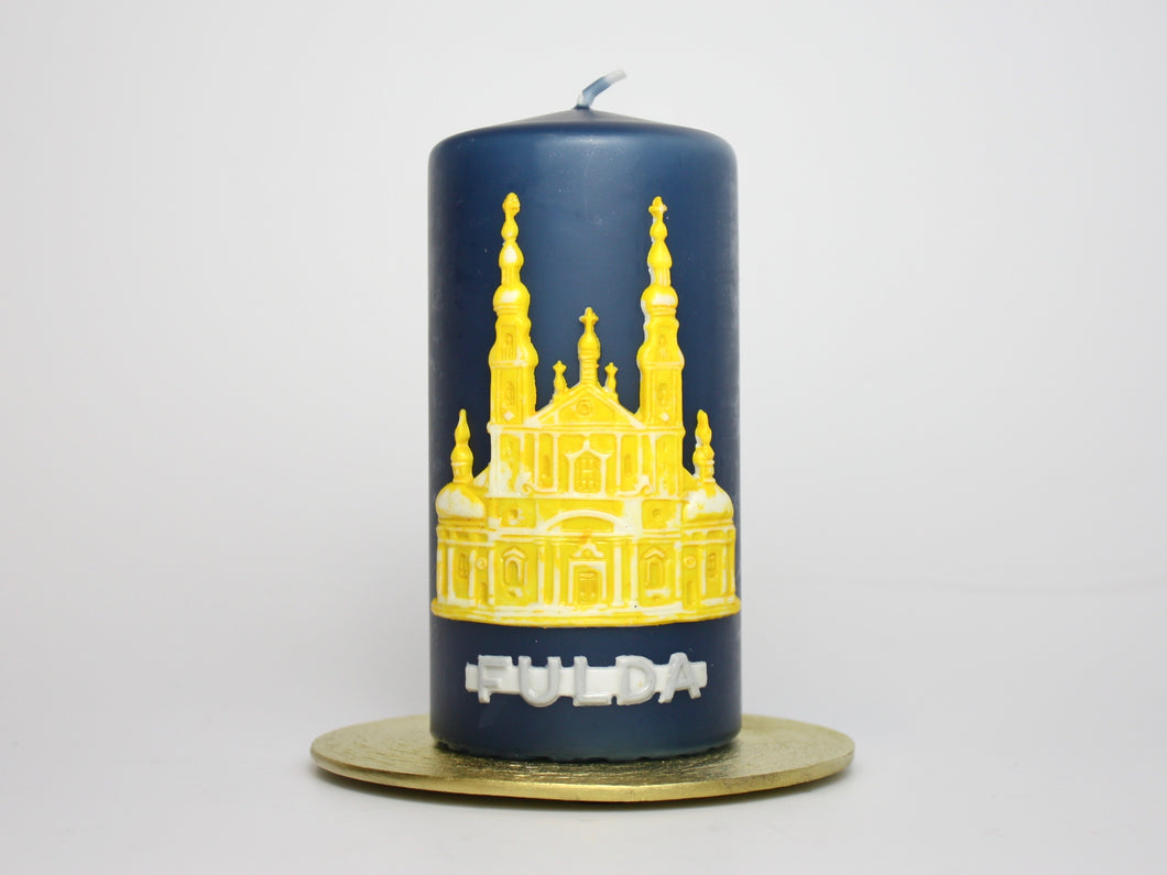 Kerze Fuldaer Dom | Blaue Kerze + Gelber Dom