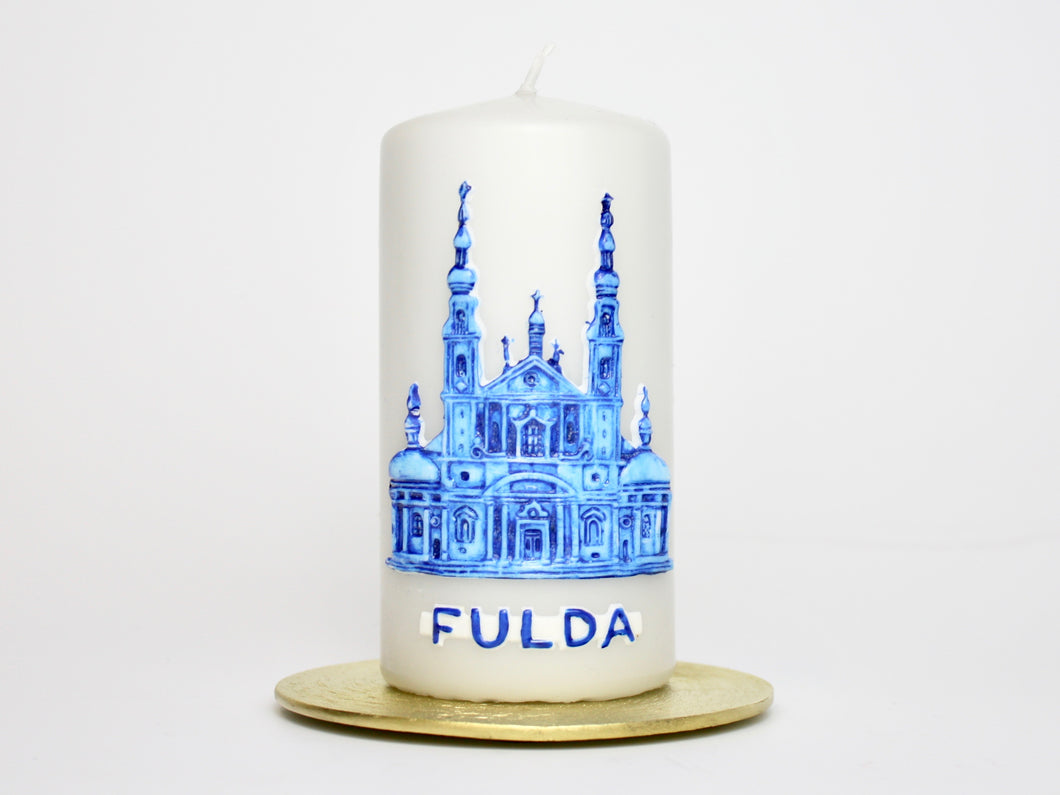 Kerze Fuldaer Dom | Graue Kerze + Blauer Dom