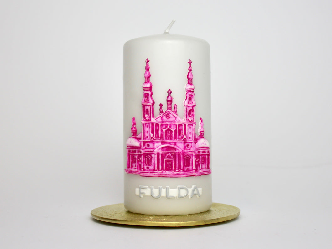 Kerze Fuldaer Dom | Graue Kerze + Pinker Dom