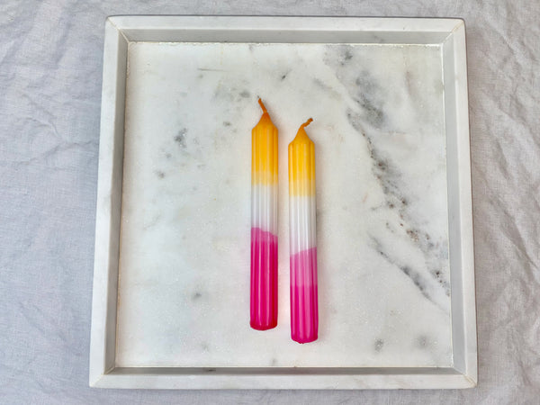 Rillen-Stabkerzen 2 Stück | Orange-Pink