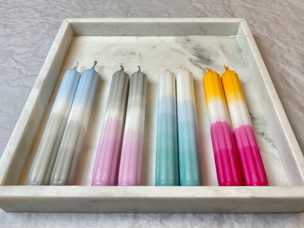 Rillen-Stabkerzen 2 Stück | Türkis-Hellblau