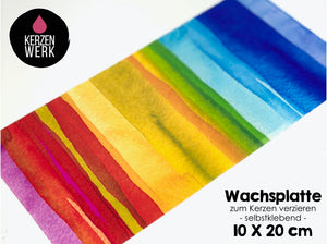 Wachsplatte No.12 Bunt Streifen 20 x 10 cm - Kerze selbst verzieren - Kerze selber machen