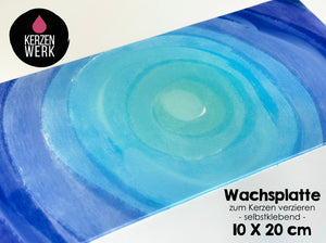 Wachsplatte No.52 Blautöne Aquarell 20 x 10 cm - Kerze selbst verzieren - Kerze selber machen