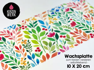 Wachsplatte No.17 Blumen bunt 20 x 10 cm - Kerze selbst verzieren - Kerze selber machen