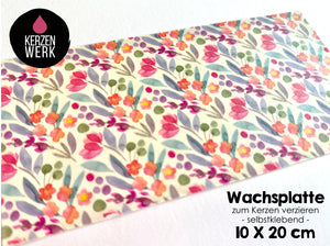Wachsplatte No.27 Blumen 20 x 10 cm - Kerze selbst verzieren - Kerze selber machen