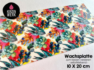 Wachsplatte No.28 Blumen 20 x 10 cm - Kerze selbst verzieren - Kerze selber machen
